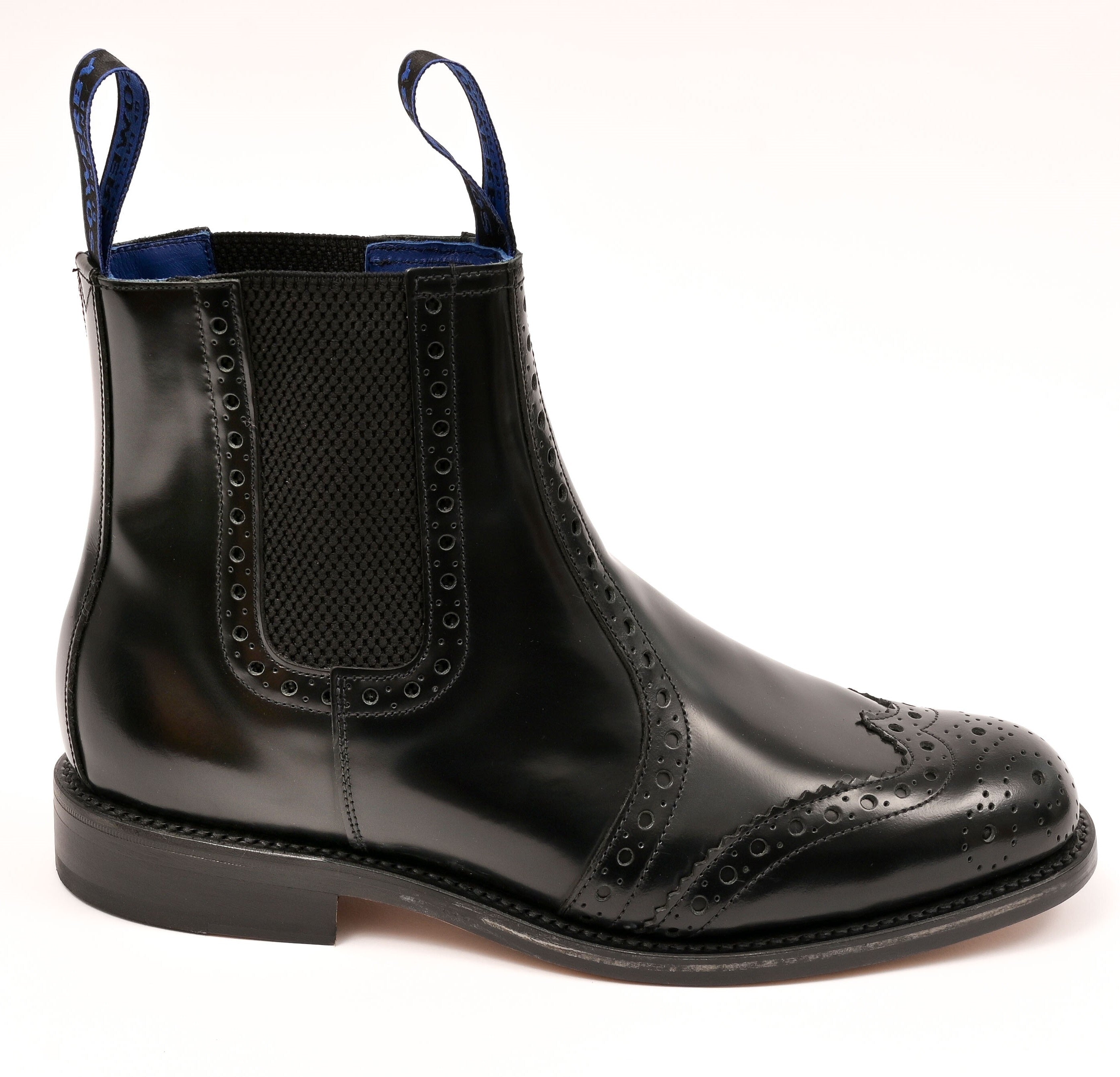 Sowerby Kensington Black Polished Leather Brogue Dealer Boots