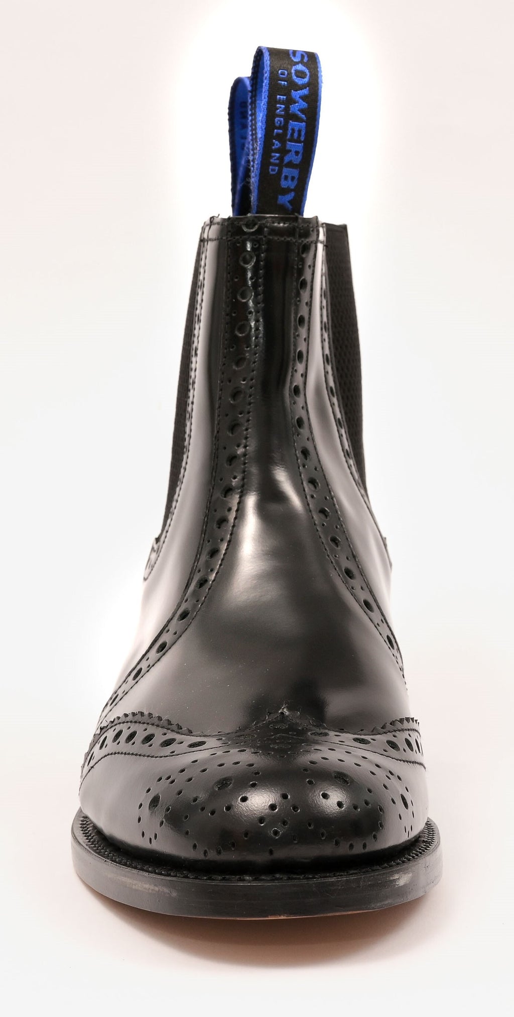 Sowerby Kensington Black Polished Leather Brogue Dealer Boots
