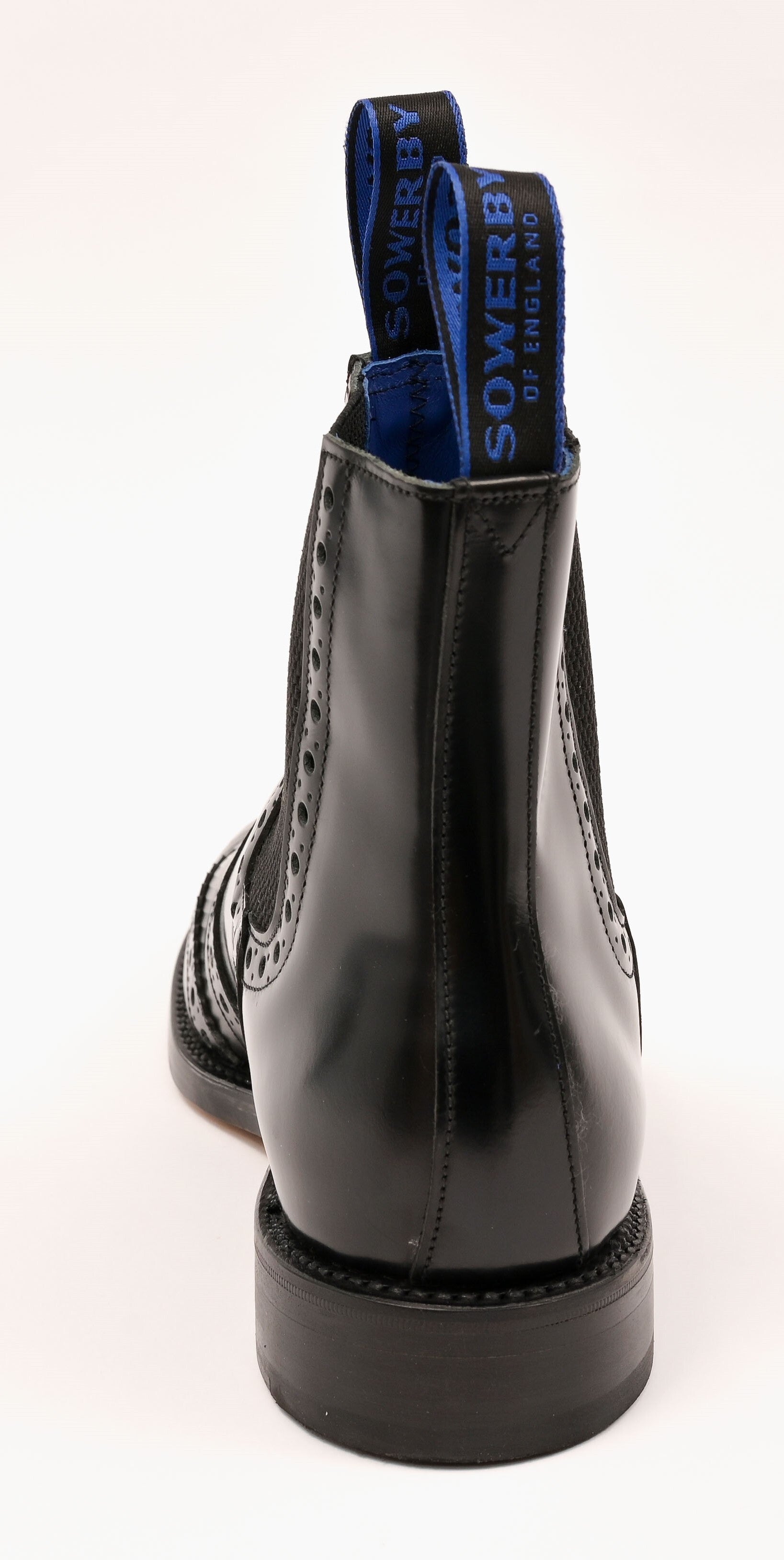 Sowerby Kensington Black Polished Leather Brogue Dealer Boots
